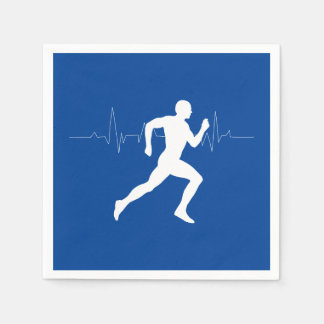 Guardanapo De Papel Homem Runners Silhouette em Fundo Azul
