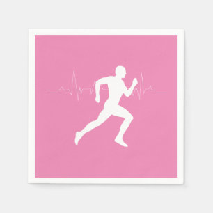Guardanapo De Papel Homem Runners Silhouette em Fundo Rosa
