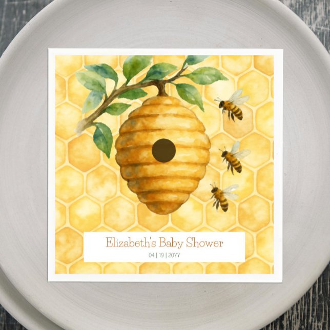 Guardanapo De Papel Honeybee Hive Chá de fraldas (Honeybee Hive Baby Shower Napkins)