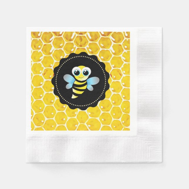 Guardanapo De Papel Honeycomb Bumble Bee Chá de fraldas Napkins (Frente)
