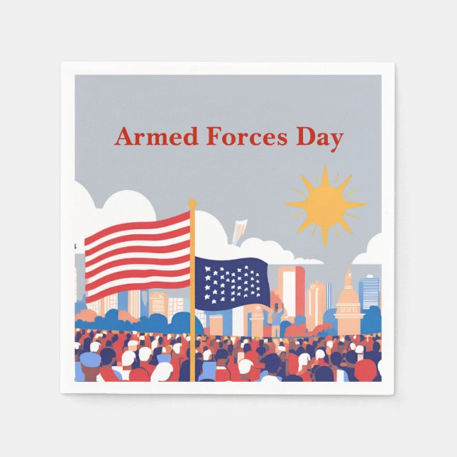 Guardanapo De Papel Honrando Nossos Heróis: Celebração do Dia das Forç (Frente)