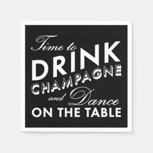 Guardanapo De Papel Hora de beber Champagne - preto