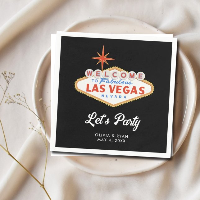 Guardanapo De Papel Hora do Cocktail de Las Vegas (Las Vegas Wedding Cocktail Hour Napkins)
