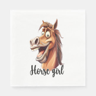 Guardanapo De Papel Horse Engraçado de Menina