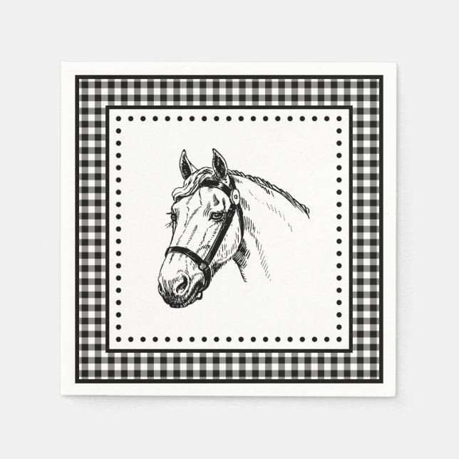 Guardanapo De Papel Horse Gingham (Frente)