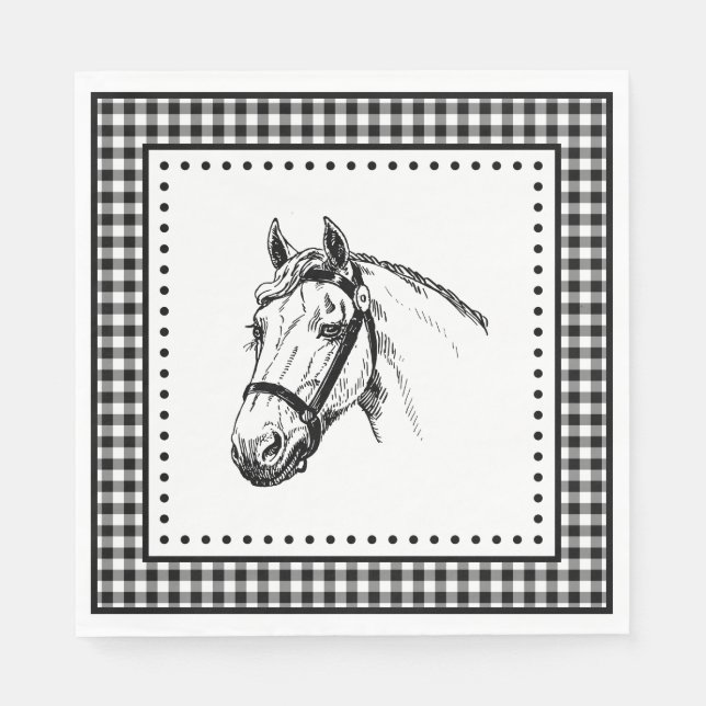 Guardanapo De Papel Horse Gingham (Frente)