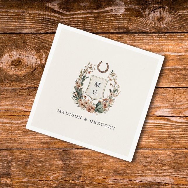 Guardanapo De Papel Horseshoe Cactus Western Country Crest Wedding  (Criador carregado)
