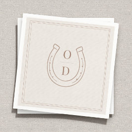 Guardanapo De Papel Horseshoe Western Country Brown Monogram Wedding
