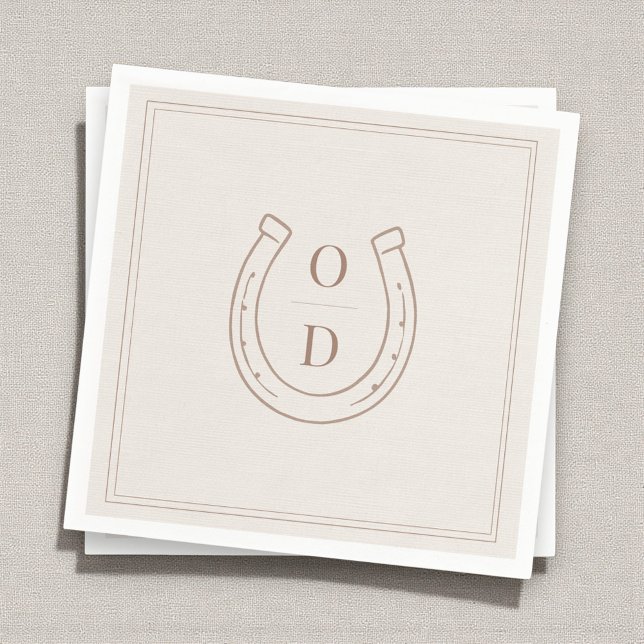 Guardanapo De Papel Horseshoe Western Country Brown Monogram Wedding (Criador carregado)