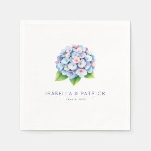 Guardanapo De Papel Hortênsia Aquarela Azul Sereno Rosa
