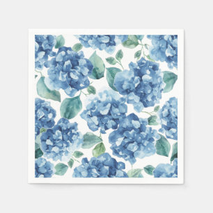 Guardanapo De Papel Hortênsia Blues Padrão de Flor de Blooms Aquarel
