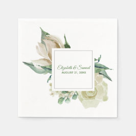 Guardanapo De Papel Hortênsia Rosa Creme Moldura Aquarela Casamento