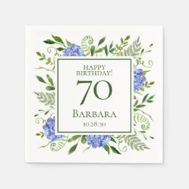 Guardanapo De Papel Hortênsias Azuis para 70º Aniversário