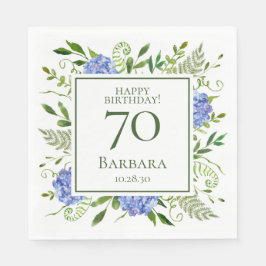Guardanapo De Papel Hortênsias Azuis para 70º Aniversário