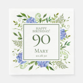 Guardanapo De Papel Hortênsias Azuis para 90º Aniversário