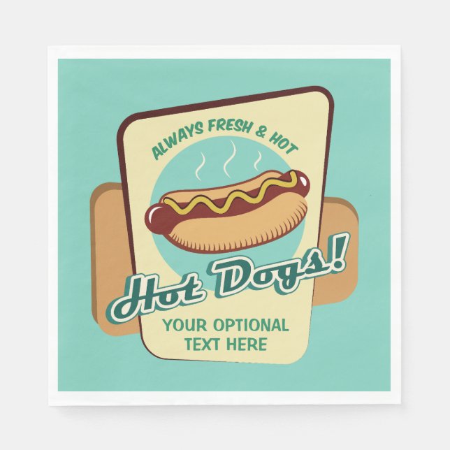 Guardanapo De Papel Hot Dog de Texto Personalizado (Frente)