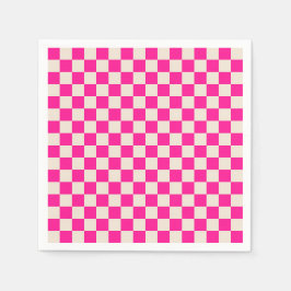 Guardanapo De Papel Hot pink and tan checkerboard pattern
