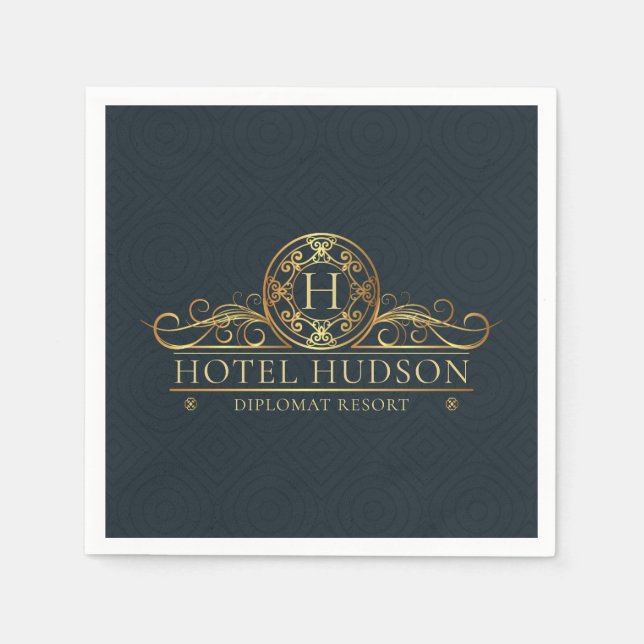 Guardanapo De Papel Hotel Resort Branding Luxury Monograma (Frente)
