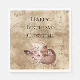 Guardanapo De Papel Howdy Cowgirl Pink Floral Hat Western Chic