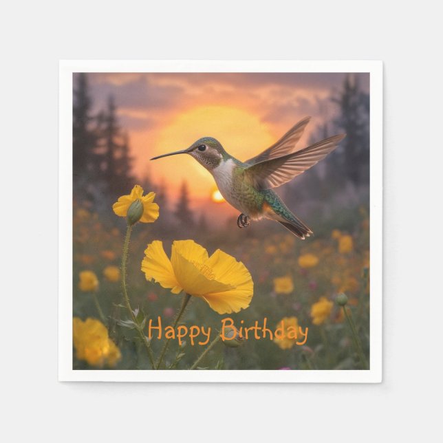 Guardanapo De Papel Hummingbird Birthday (Frente)