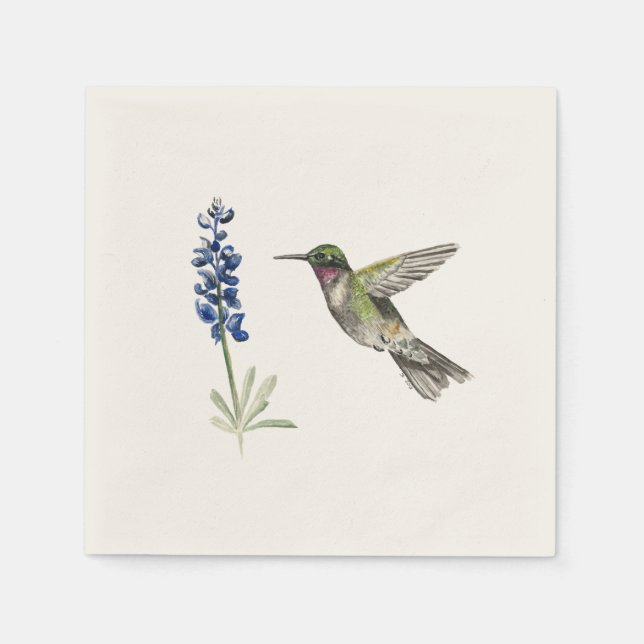Guardanapo De Papel Hummingbird e Bluebonnet (Frente)