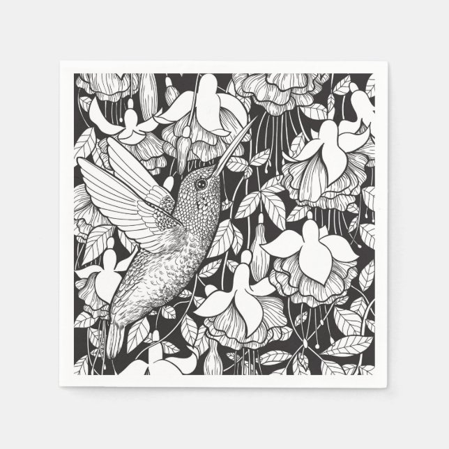 Guardanapo De Papel Hummingbird e fuchsia (Frente)