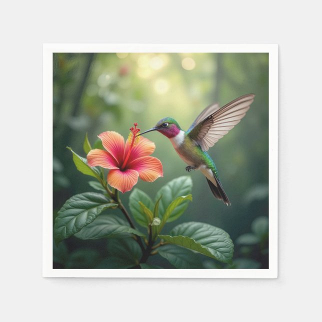 Guardanapo De Papel Hummingbird em Hibiscus (Frente)
