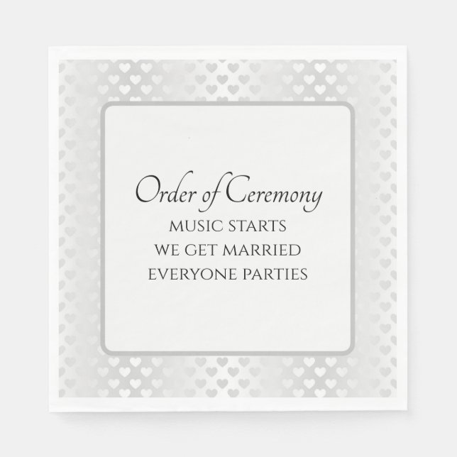 Guardanapo De Papel Humorous Wedding Text with Shimmering Hearts (Frente)