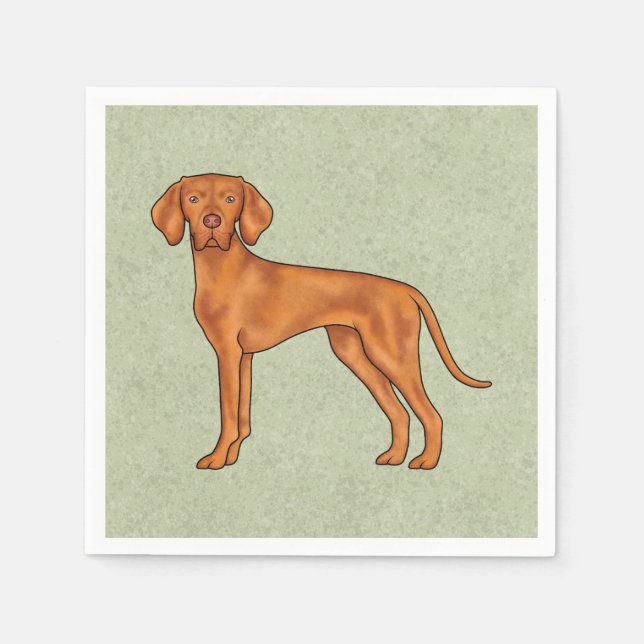 Guardanapo De Papel Húngaro Vizsla Cute Cartoon Pointer Dog Green (Frente)