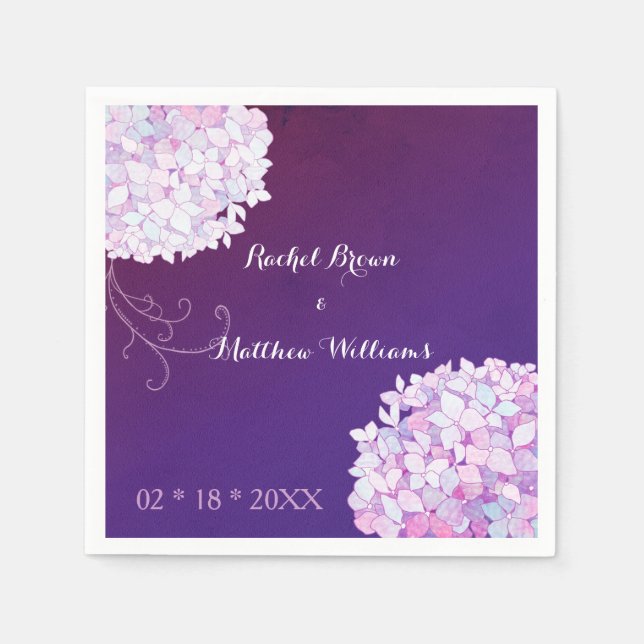Guardanapo De Papel Hydrangea Blooms Plum Weding (Frente)
