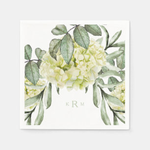Guardanapo De Papel Hydrangea Foliage Mint Monograma Cocktail Napkins