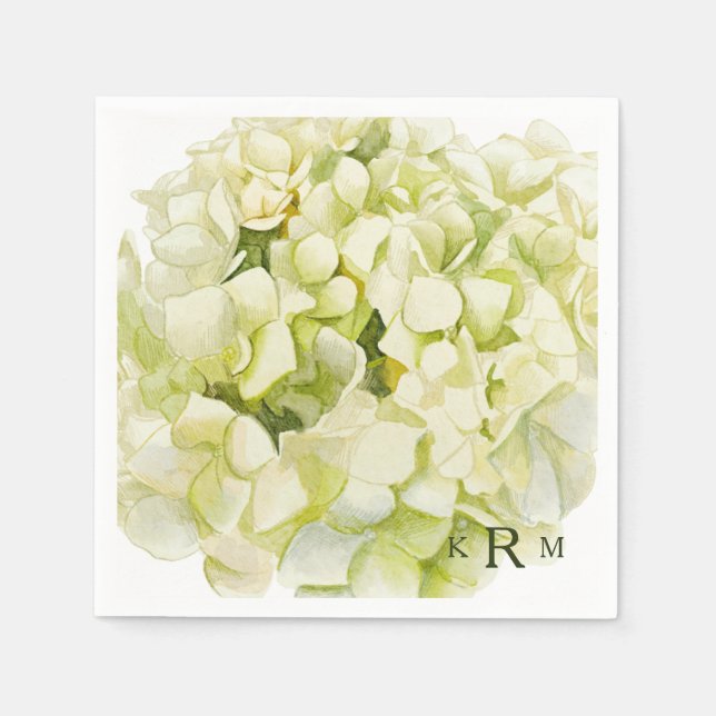 Guardanapo De Papel Hydrangea Monograma Cocktail Napkins (Frente)