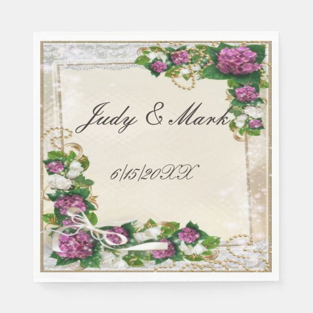 Guardanapo De Papel Hydrangea Puro E Papel De Laço Nápoles (Frente)