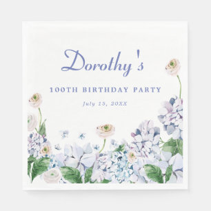 Guardanapo De Papel Hydrangea Rosa 100th Birthday Personalizado