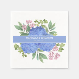 Guardanapo De Papel Hydrangeas Azul Personalizado do Buquê Moderno