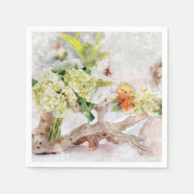 Guardanapo De Papel Hydrangeas Bella Watercolor Paper Napkins (Frente)