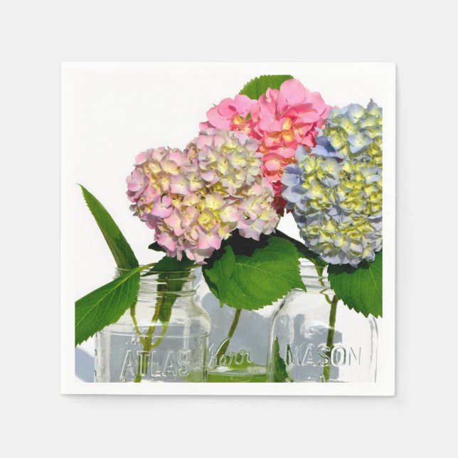Guardanapo De Papel Hydrangeas e Mason jar (Frente)
