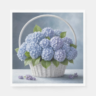 Guardanapo De Papel Hydrangeas Na Cesta De Wicker