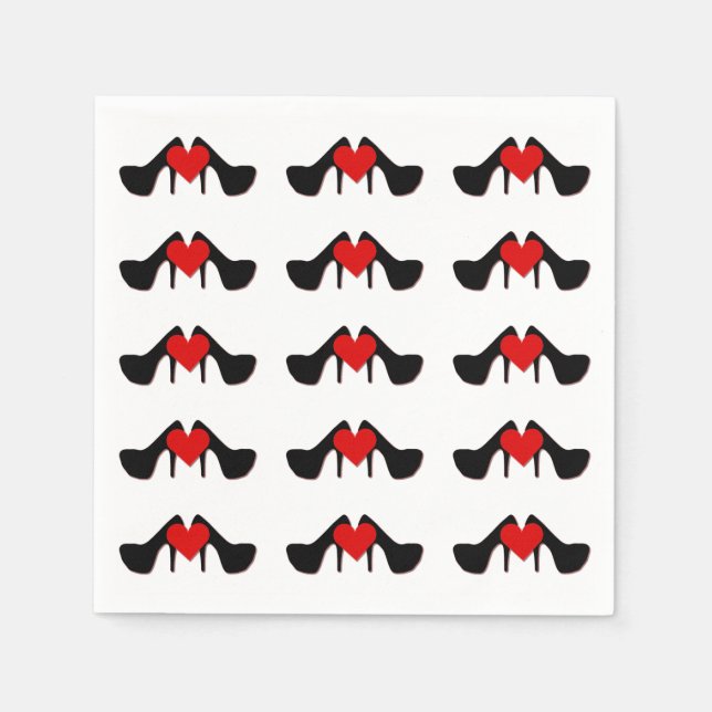 Guardanapo De Papel I Coração Calçados Padrão Napkins (Frente)