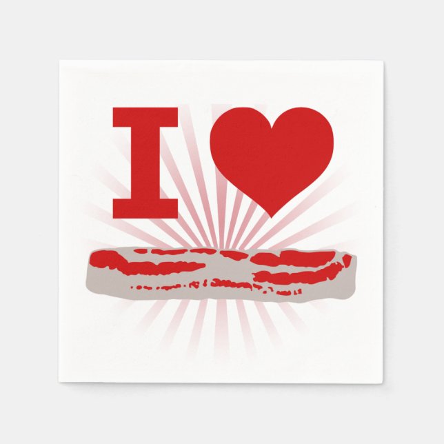 Guardanapo De Papel I Heart Bacon (Frente)
