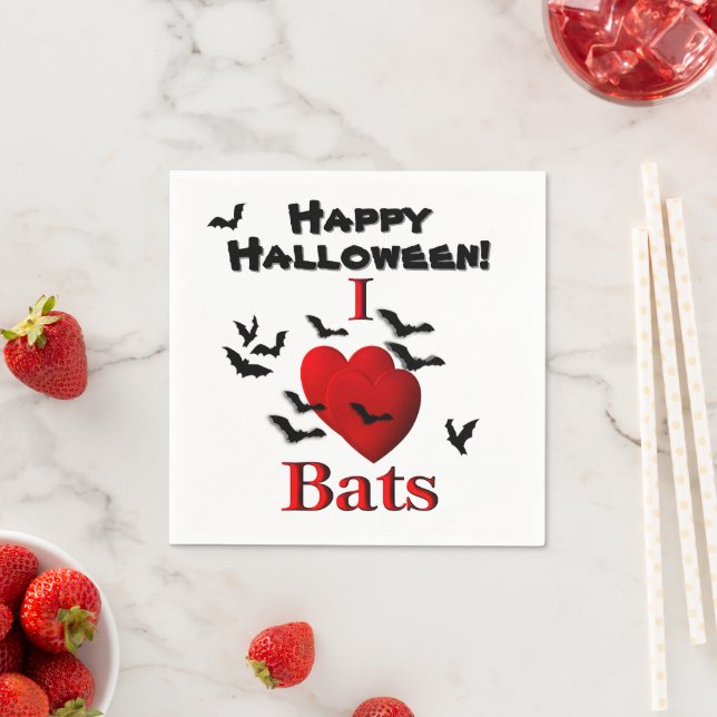 Guardanapo De Papel I Heart Bats Happy Halloween (Insitu)