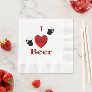 Guardanapo De Papel I Heart Beer Design