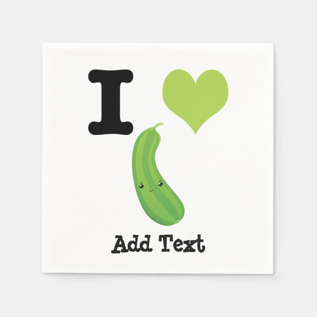Guardanapo De Papel I Heart Zucchini Cute Kawaii Zucchini (Frente)