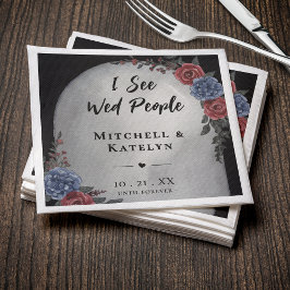 Guardanapo De Papel I See Wed People Headstone Floral Gothic Wedding