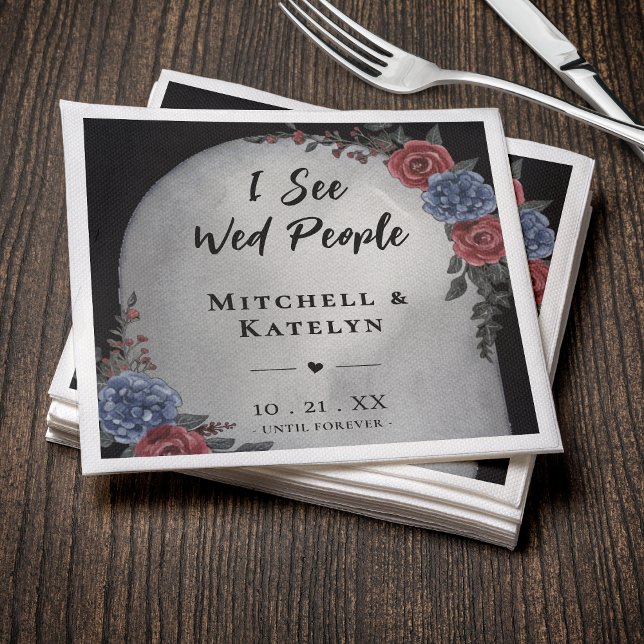 Guardanapo De Papel I See Wed People Headstone Floral Gothic Wedding (Criador carregado)