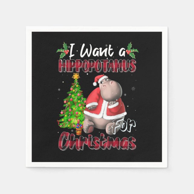 Guardanapo De Papel I Want A Hippopotamus For Christmas Hippo Buffalo  (Frente)