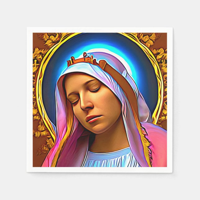Guardanapo De Papel IA Art da Virgem Abençoada Maria (Frente)