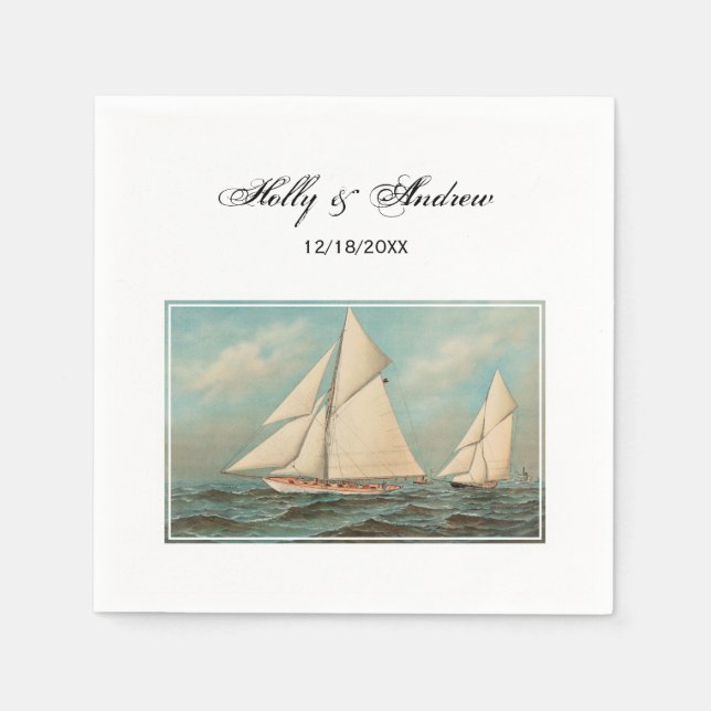 Guardanapo De Papel Iates de Vintage Náutica #1 (Frente)