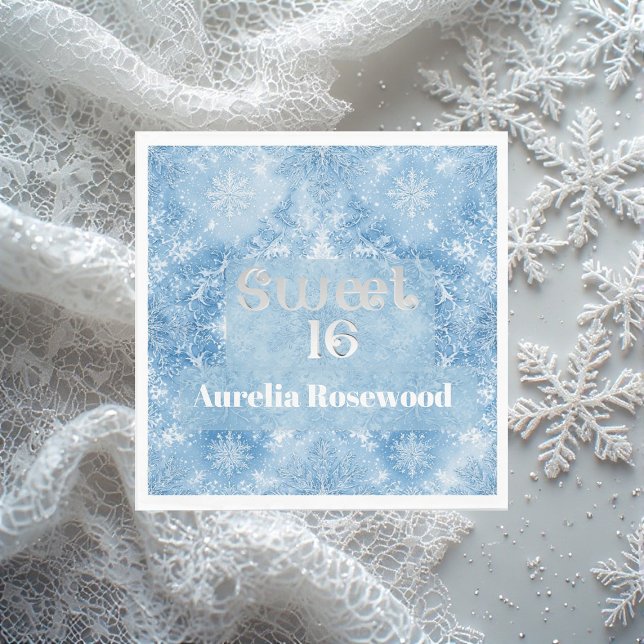 Guardanapo De Papel Ice Blue Frost Fairytale Winter Snow Sweet 16 Chic (Ice Blue Frost Fairytale Winter Snow Sweet 16 Chic Napkins)
