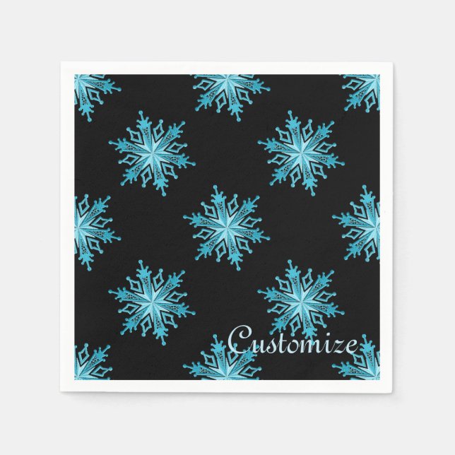 Guardanapo De Papel Ice Blue Snowflake Holiday Napkins (Frente)